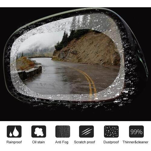 2Pairs Car Rear View Mirror Protective Film Anti Fog Window Clear Rainproof Rearview Mirror Protective Soft Film Sticker