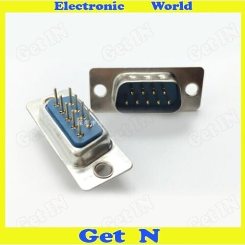 20pcs DB-9P D-SUB Compact Male Socket Solder Type Serial Connector With Blue Plastic Core