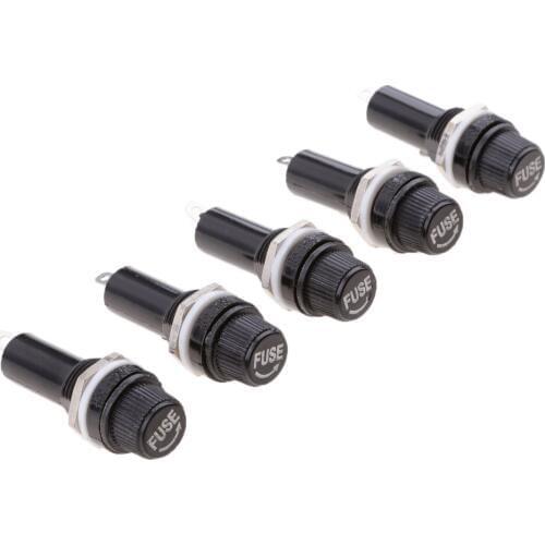 5pcs Panel Mounted Screw Glass 6x30mm Fuse Holder Black Car/Truck/Boat