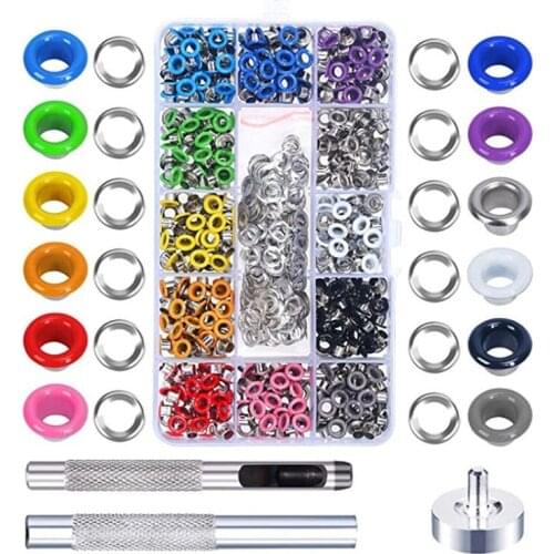 540sets 5mm 12Colors Metal Eyelet Prong Snap Button Grommets Fasteners Kit DIY Waterproof Tent Clothing Shoes Bag Leather Crafts