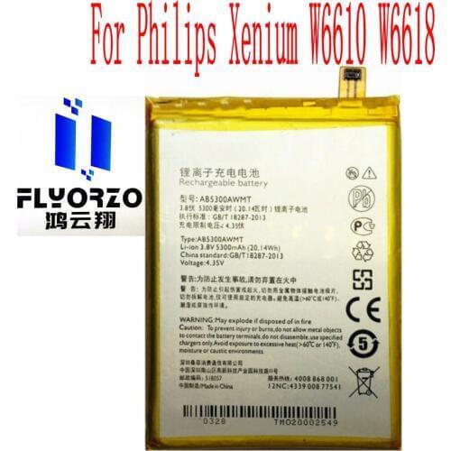 High Quality 5300mAh AB5300AWMT Battery For Philips Xenium W6610 W6618 Mobile Phone