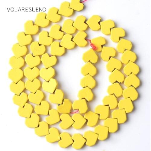 8mm Natural Stone Yellow Hematite Stone Rubber Love Heart Shape Beads For Jewelry Making Space Loose Beads Diy Bracelet 15"