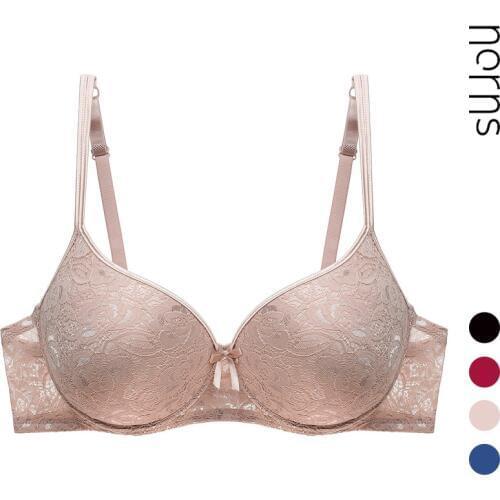 Norns Womens Bra Large Size Bra Solid Color Deep V Sexy Lingerie Bow Tie Single Bra Gathered