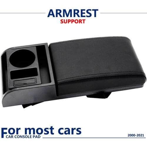 Black USB Charging Box For Universal Storage Center Armrest Support Organizer Console Leather Arm Rest Cup Holder Elbow Rest