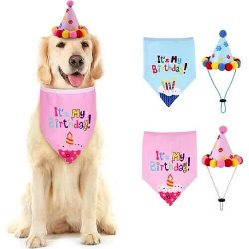 Pet Cat Dog Headwear Caps Hat Party Costume It Is My Birthday Letter Printed Pet Accessory