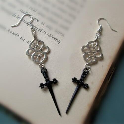 Goth Black Dagger Earrings Goddess Sword Punk Jewelry Stunning Gothic Magic Fashion Women Gift Classical Darkness Simple Trend