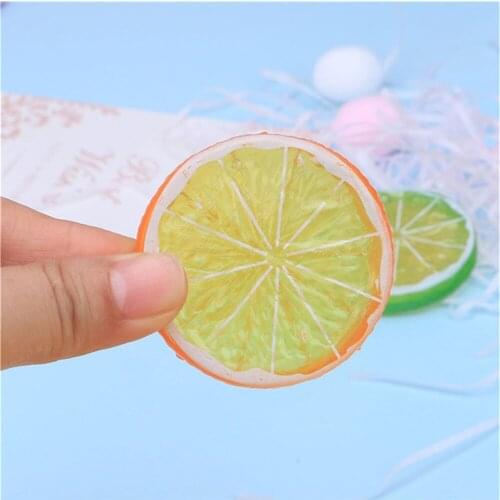 Julie Wang 6 PCS 52mm Assorted Plastic Fruit Slice Embellishment Orange Lemon Flatback Charms Ornament Party Decor Scrapbook DIY