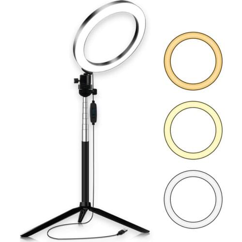 6 Inch Five-in-one LED Ring Light Aluminum Alloy Round With Tripod Selfie Stick Mobile Phone Clip Bluetooth Adapter Beauty Light