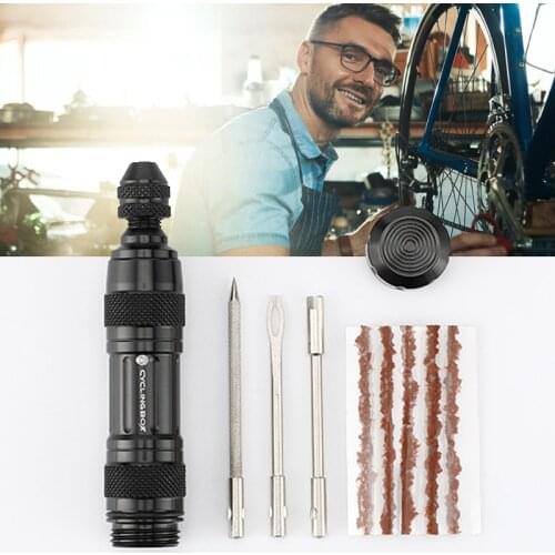 Bicycle Tubeless Tire Repair Kit Tire Drill Rubber Strips Tyre Puncture Sealant Bicycle Motorcycle Repair Tools