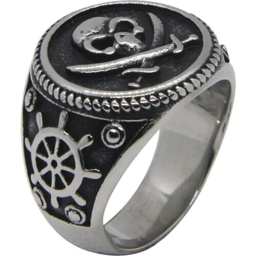 Support Dropship New Design Ghost Skull Ring 316L Stainless Steel Jewelry Men Boys Double Knife Ring