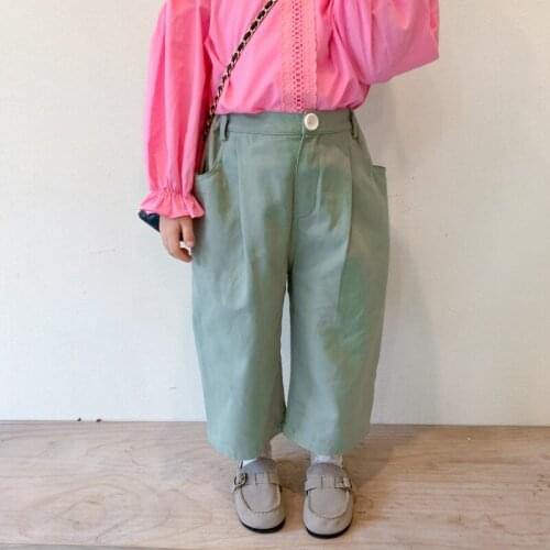 Spring New Arrival Korean style cotton girls trousers pure color all-match casual straight long pants for fashion baby girls
