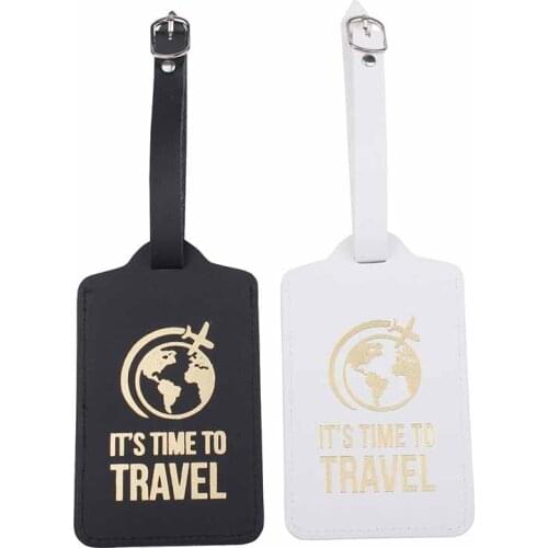 "Its Time To Travel" PU Leather Suitcase Luggage Tag Label Bag Couples Handbag Portable Travel Accessories Name ID Address Tags