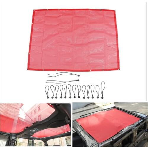 Durable For Jeep Wrangler JL 2018 2019 Mesh Sun Shade Full Top Cover UV Protection with Storage Pockets 2 Door