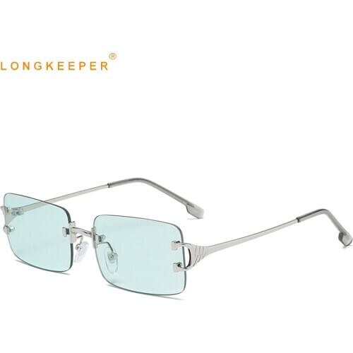 Luxury Rectangle Sunglasses Women Men Vintage Small Rimless Square Sun Glasses For Ladies Small Frameless Eyeware Shades Gafas