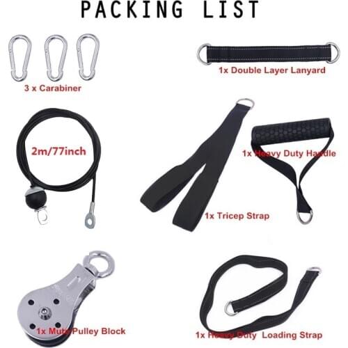 Fitness DIY Pulley Cable Machine Attachment System Length Adjustable Sets with Loading Pin Triceps Strap Home Gym Equipment