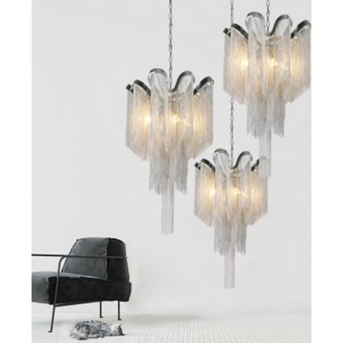 Modern Minimalism D40 H65cm Aluminium Tassel E14 Led Pendant Lights Lustre Luminarias Chain Hanging Lamp Led Lamparas Fixtures