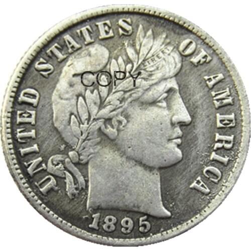 US Barber Dime 1895 P/S/O Silver Plated Copy Coins