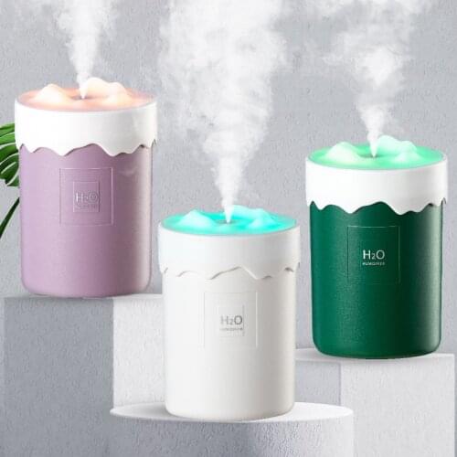 Snow Mountain Humidifier USB Mini Portable Car Air Purifier Colorful Lights Home Bedroom Silent Aroma Diffuser Mist Maker Fogger