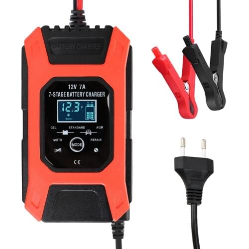 LEEPEE Digital LCD Display 7 Stage Automatic Smart Car Battery Charger 12V 7A Wet Dry Lead Acid Battery-chargers