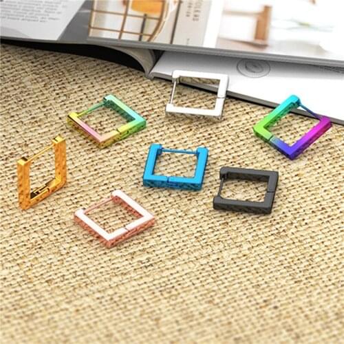 Ladies Colorcfl Earrings A Pair Of Geometry Type Stainless Steel Ear Clip Earrings With Vacuum Coating Square