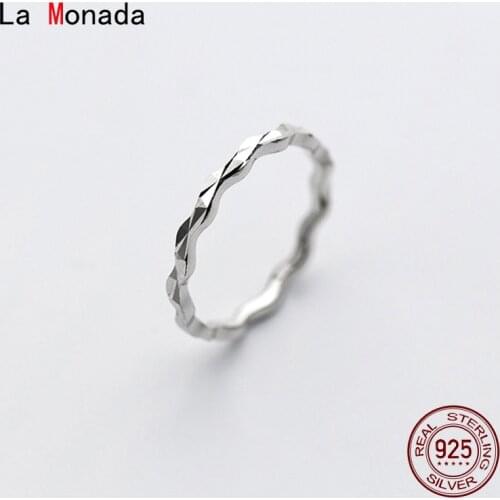 La Monada 48-56 Wave Little Finger Women Ring 925 Sterling Silver Minimalist Rings For Women 925 Silver Fine Jewerly Rings Woman
