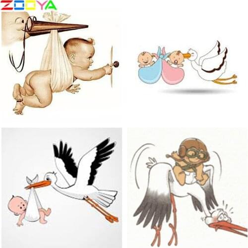 ZOOYA DIY Diamond Painting Baby Mosaic Pictures Diamond Painting Needlework Craft Embroidery Diamond Mosaic Baby And Swan RF144
