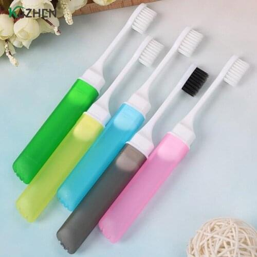 Dark Blue Portable Compact Fold Foldable Folding Toothbrush Travel Camping Hiking Outdoor Easy To Take Toothbrush