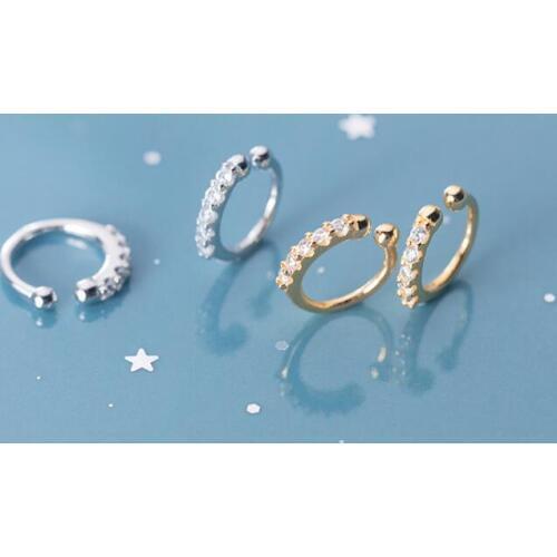 1PAIR (No pierced) 11mm Real. 925 Sterling Silver jewelry White/GOLDS round prong Zirconia aaa+ Clip Earrinngs jewelry TLE2730