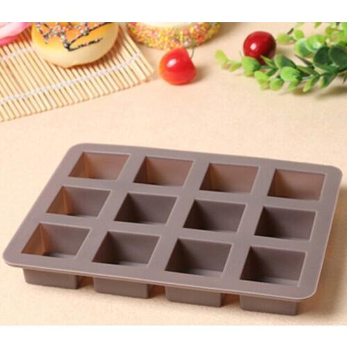 12 Squares Cake Tools Cupcake Chocolate Baking Tray Fondant Kitchen Bakeware Silicone Mousse Cake Mold Muffin Pan