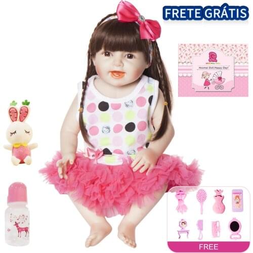 18"48CM Toddle Doll Full Body Hair Toy Doll Smooth Vinyl Body Lovely Baby Bebe Soft Silicone Realistic Toys for Children Baby