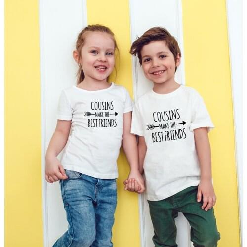 2021 Cousins Make The Best Friends Kids Fashion Tshirt Boy Girl T Shirt Party Clothes Funny Top Tees Children Fashion Wear Cloth