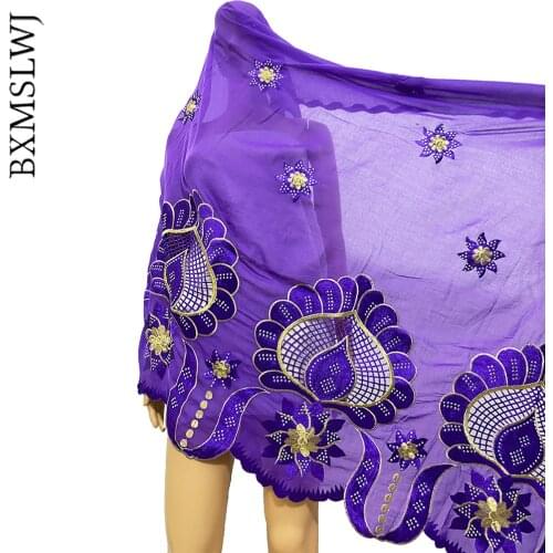2021Latest African Women Hollow Out Design 100% Cotton Big Size Embroidery Scarf for Shawls Diamond Hijab Wrap Headband For Lady