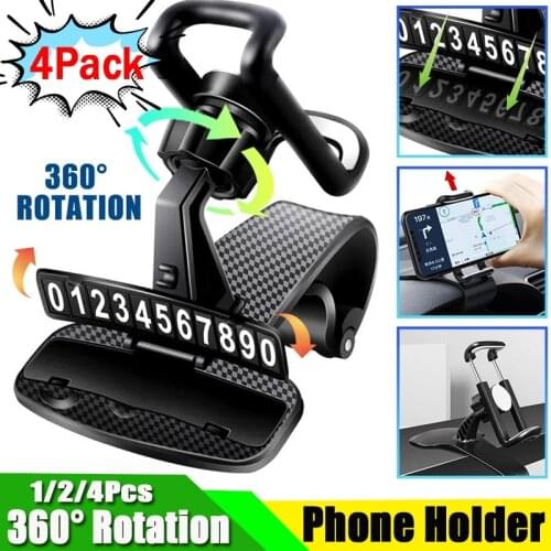 4/2/1Pcs 360 Rotation HUD Car Dashboard Phone Holder GPS Navigation Rack Rearview Mirror Multi-axis Rotating Bracket