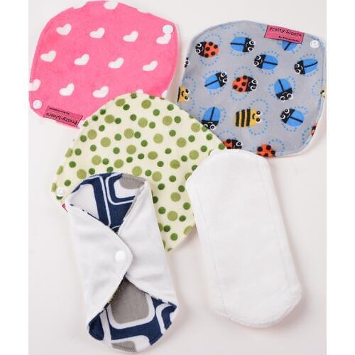 5Pcs 7" Velvet Panty Liner Cloth Menstrual Pad Mom Soft Pad Breathable Reusable Washable Sanitary Napkin Female Liner