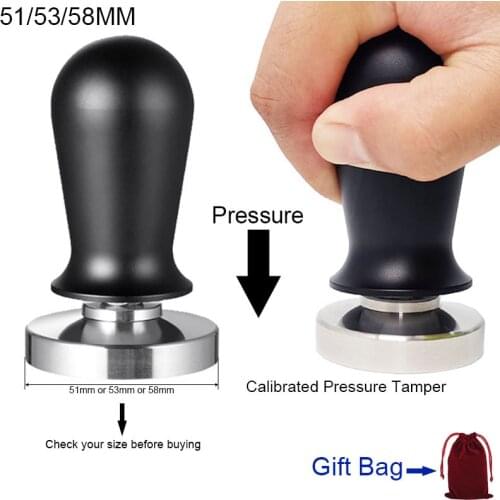51/53/58mm Calibrated Pressure Tamper Coffee And Espresso Elastic Powder Compactor Stainless Steel Coffee Powder Hammer