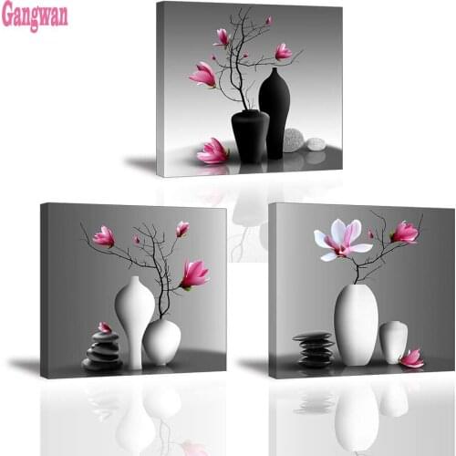 5d Diy Diamond Painting Orchid Still Life Pink Magnolia 3 pcs sets Cross Stitch Diamond Embroidery Full Mosaic Luxury home decor