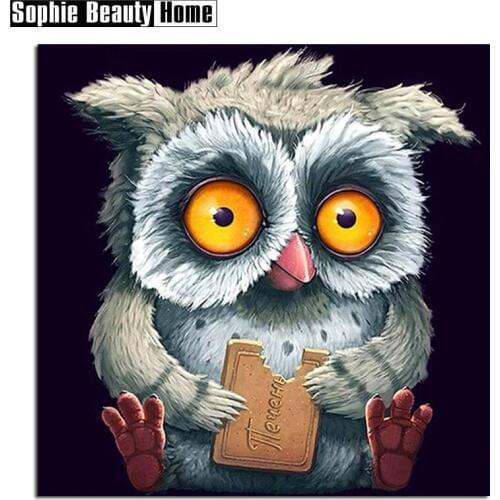 5D Full Diamond Cross Stitch Diamond Mosaic Needlework Crafts Animal Owl Diamond Embroidery Home Decorition 052405