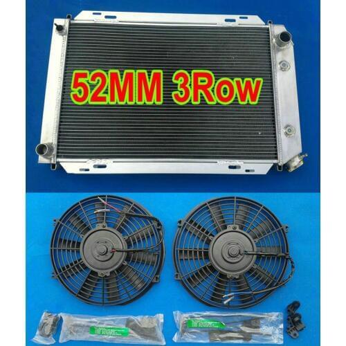 Aluminum Radiator & 2*Fans For 1979-1993 Ford Mustang Futura/Fairmont/LTD 2.4/3.8/5.0L I6/V6/V8 81 82 83 84 85 86 87 88 89 79