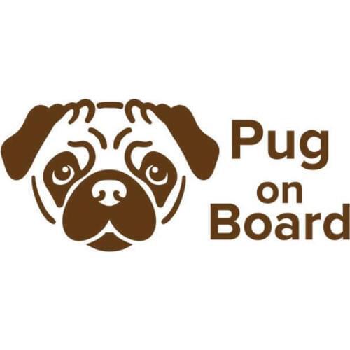 Car Styling Accessories Pug On Board Vinyl Car Sticker Decal 13.5cm*6cm