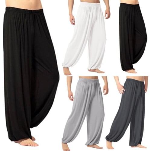 Men Casual Solid Color Baggy Trousers Belly Dance Yoga Harem Pants Slacks easy to match with tops for Daily Life