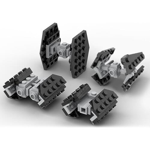 BuildMoc 4PCS/Set Space Wars Mini Imperial TIE Fighters Aircraft 136PCS MOC Model Building Blocks Toys for Children Toy Kid Gift
