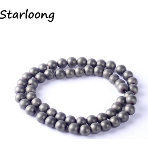 Top quality 4/6/8/10mm Natural stone grey matt Unpolished round loose spacer hematite beads for DIY jewelry bracelet making