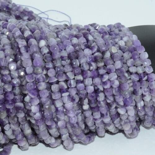 Natural Lace Amethyst Faceted Irregular Cube Beads 4.2mm~4.5mm