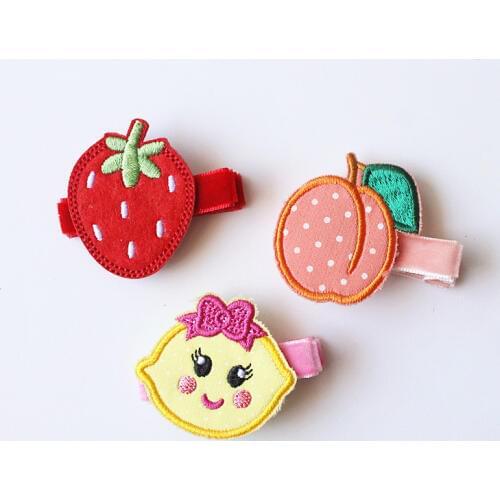 18pcs/lot Shining Glitter Fruit Shape Kids Hairpin Modish Girls Strawberry Hair Clip Girls Watermelon Hair Grip Lemon Headwear