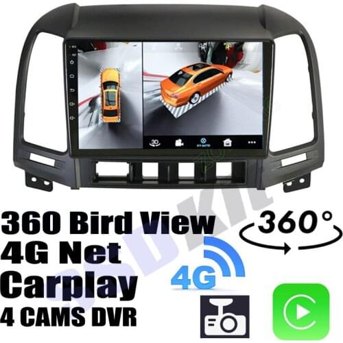 Car Audio Navigation GPS Carplay DVR 360 Birdview Around 4G Android System For Hyundai Santa Fe SantaFe CM 2005~2013