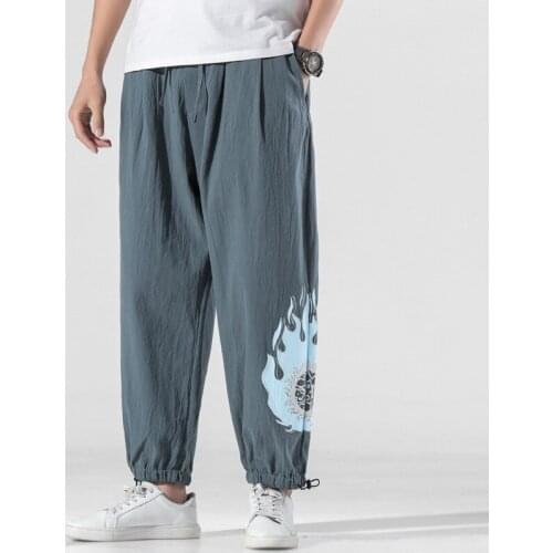 Men Cotton Linen Harem Pants Chinese Style Hippie Pants Men Casual Long Trousers Sweatpants Plus Size Pants Streetwear 30021