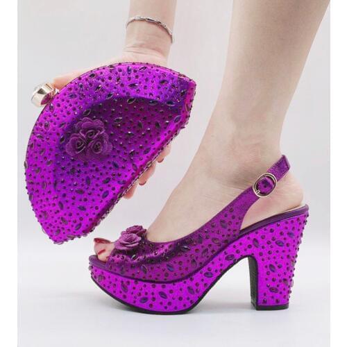 Doershow High Quality African Style Ladies Shoes And Bags Set Latest fuchsia Italian Shoes And Bag Set For Party!HKV1-9