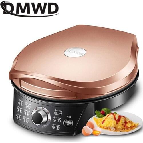 DMWD Household Double Side Heating Electric Skillet 220V Crepe Pancake Maker Automatic Pizza Pie Machine BBQ Tool Frying Pan