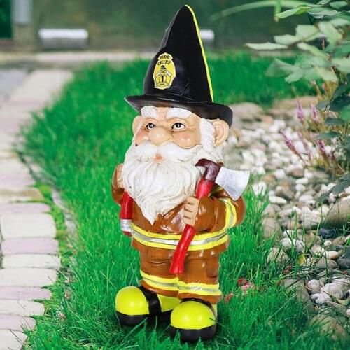 Fireman Gnome Statue Garden Patio Sculpture Decor Home Shelf Showcase Decor Showpiece/Decor Christma Birthday Gift