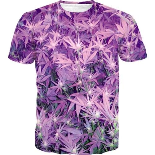 Harajuku 3D Printed T-shirts Men Fashion Summer Purple Weed Leaf Graphic Tee Shirts Galaxy New Design Fashion Homme Unisex Tops